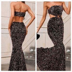 MULTICOLOR PARTY, STRAPLESS,  ,   SEQUINED MERMAID MAXI